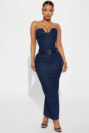 All In Denim Maxi Dress - Dark Wash