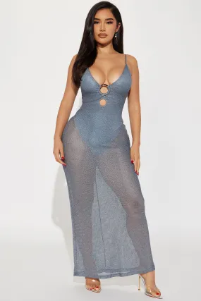 Beach Mami Metallic Crochet Maxi Dress - Denim