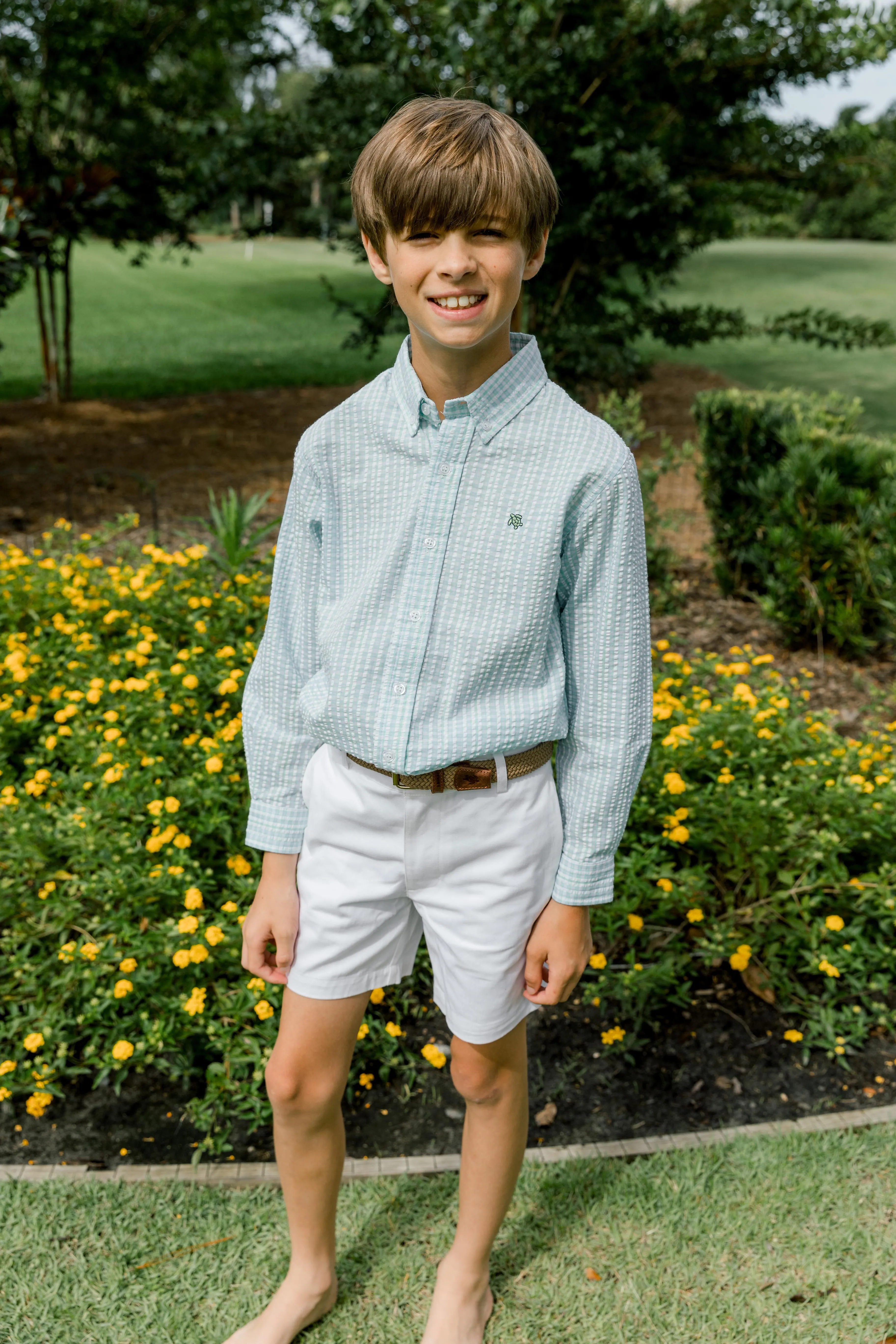 Button Down Shirt- Peacock Seersucker