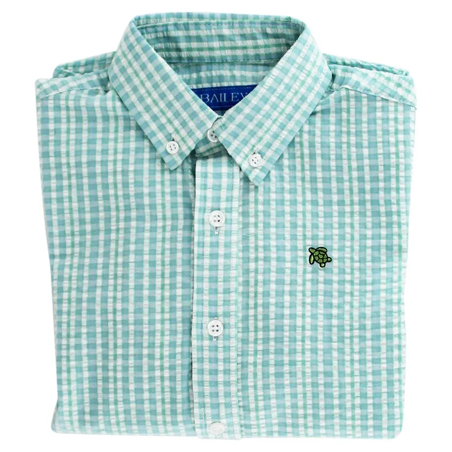 Button Down Shirt- Peacock Seersucker