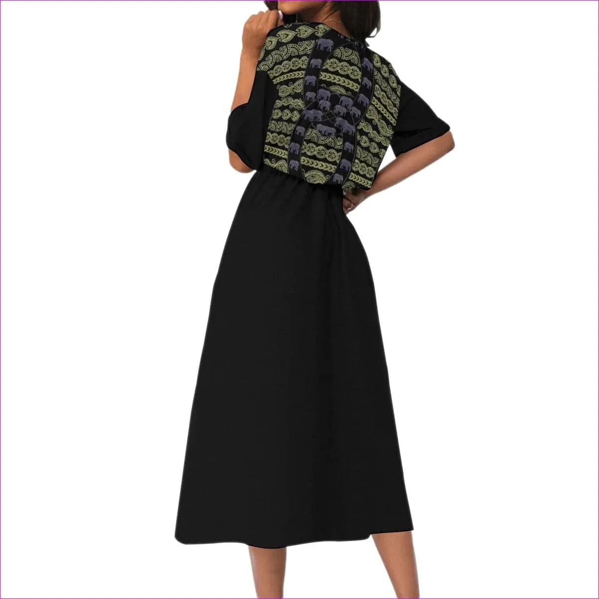 Elegant Elephant Womens Elastic Waist Dress
