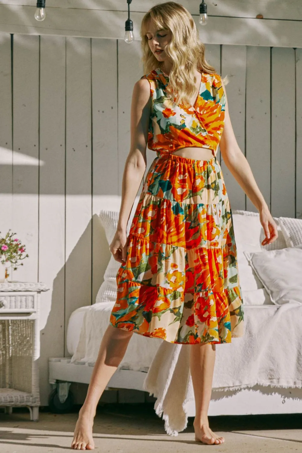 Faux Two-Piece Midi Dress