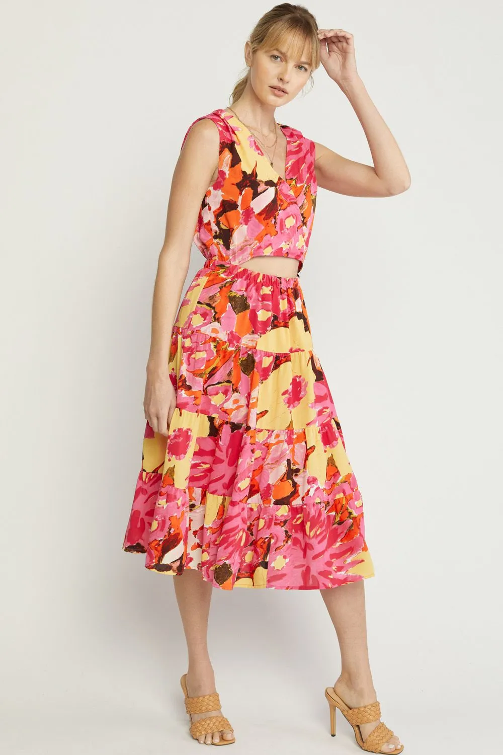 Faux Two-Piece Midi Dress