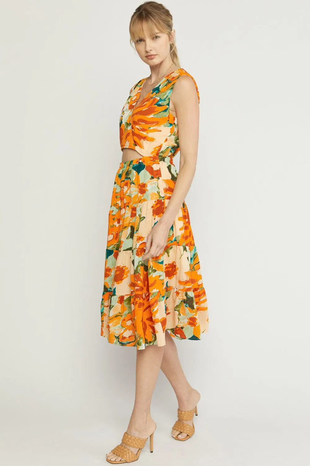 Faux Two-Piece Midi Dress