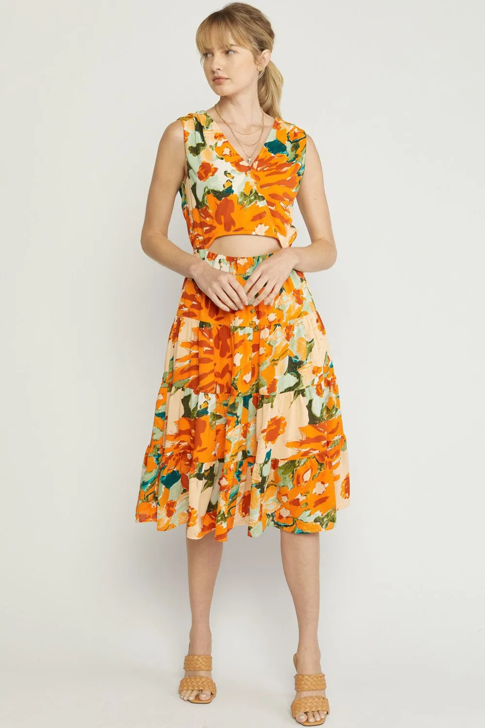 Faux Two-Piece Midi Dress