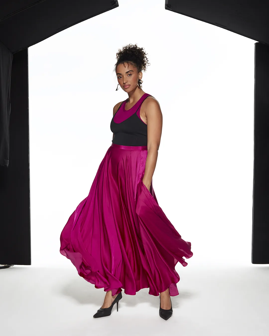 FLOWING MAXI SKIRT - FUCHSIA