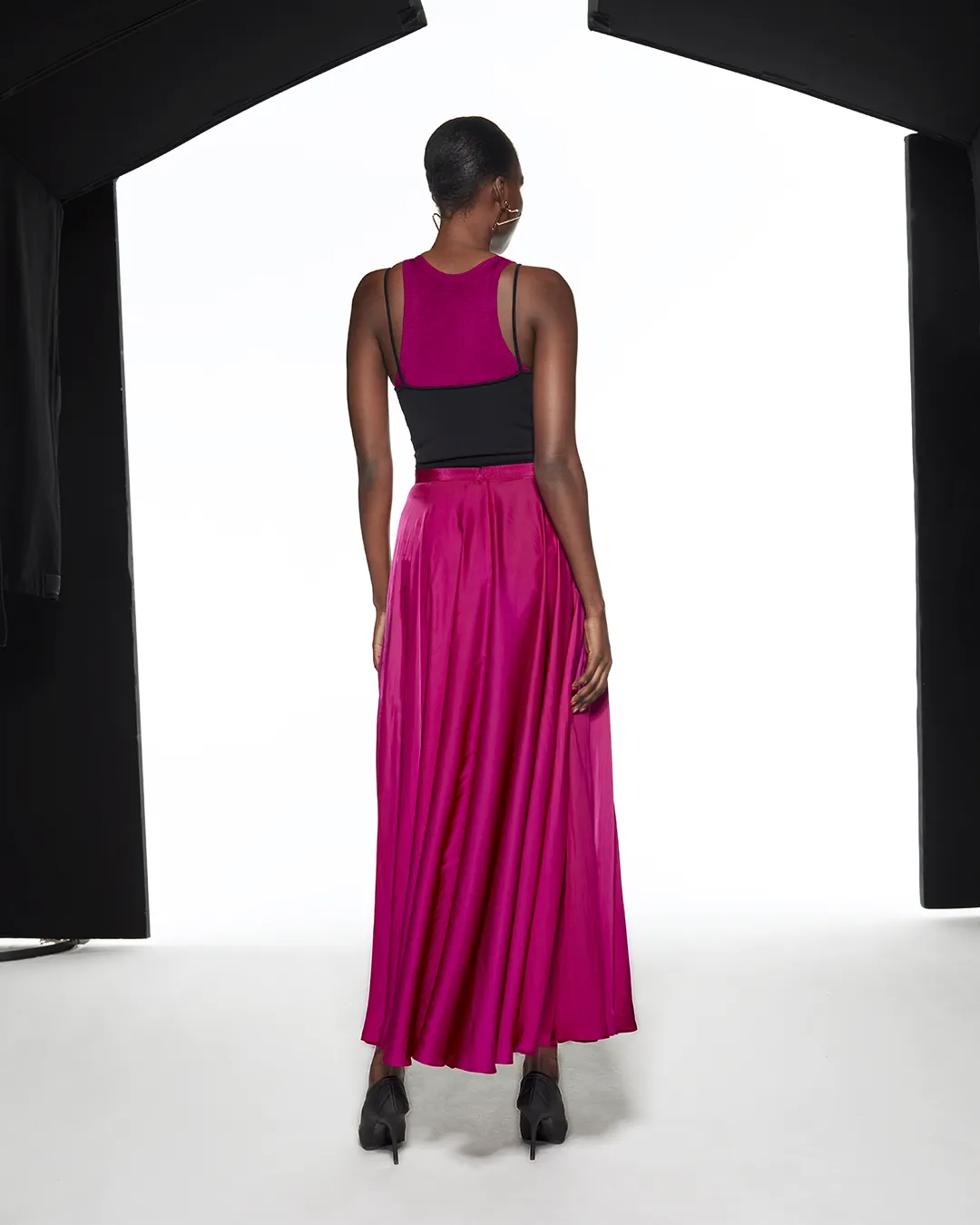 FLOWING MAXI SKIRT - FUCHSIA