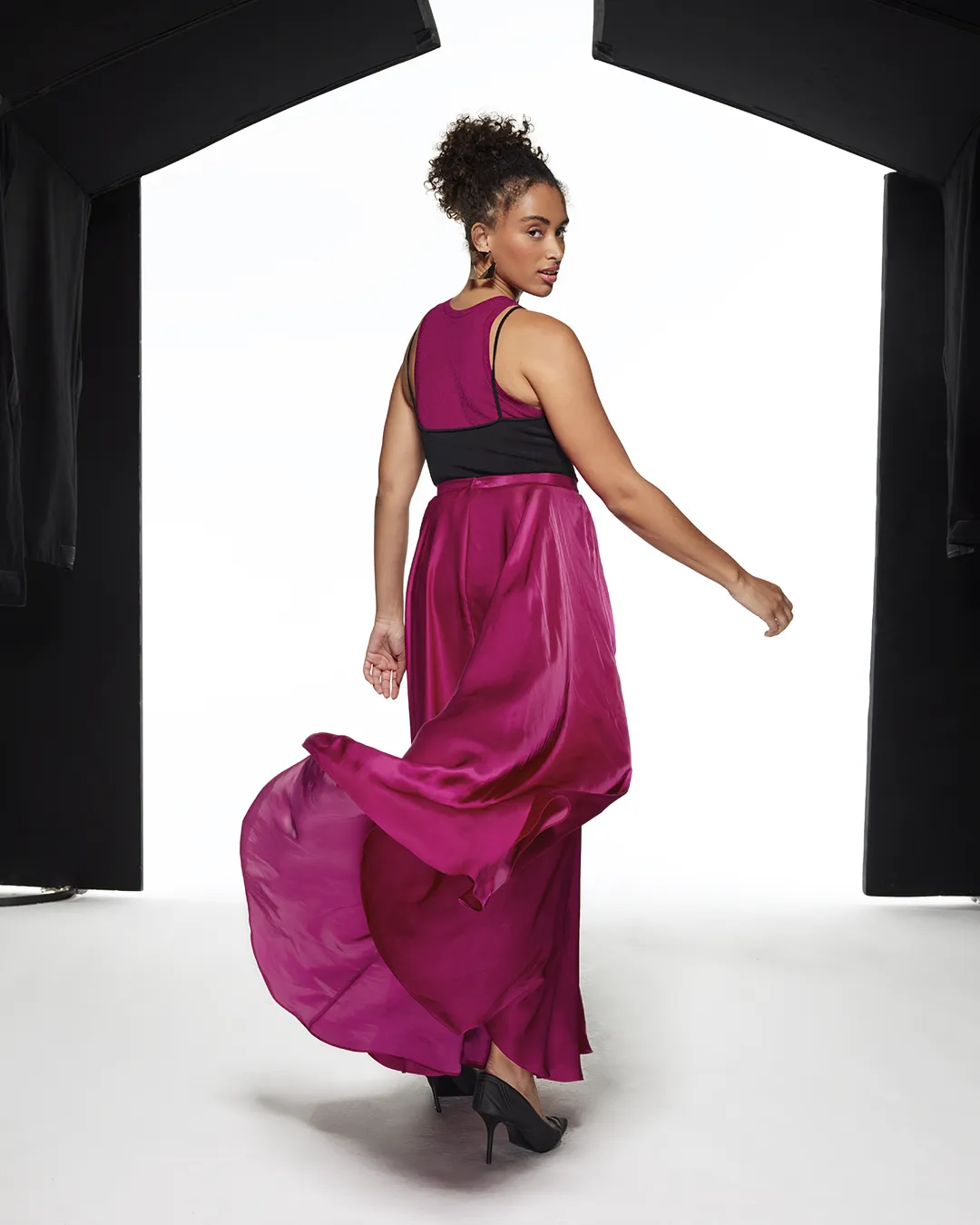 FLOWING MAXI SKIRT - FUCHSIA