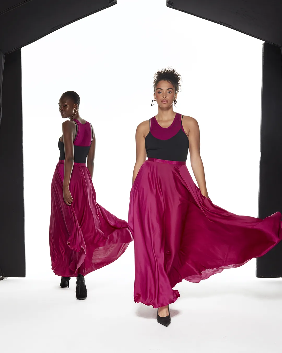 FLOWING MAXI SKIRT - FUCHSIA