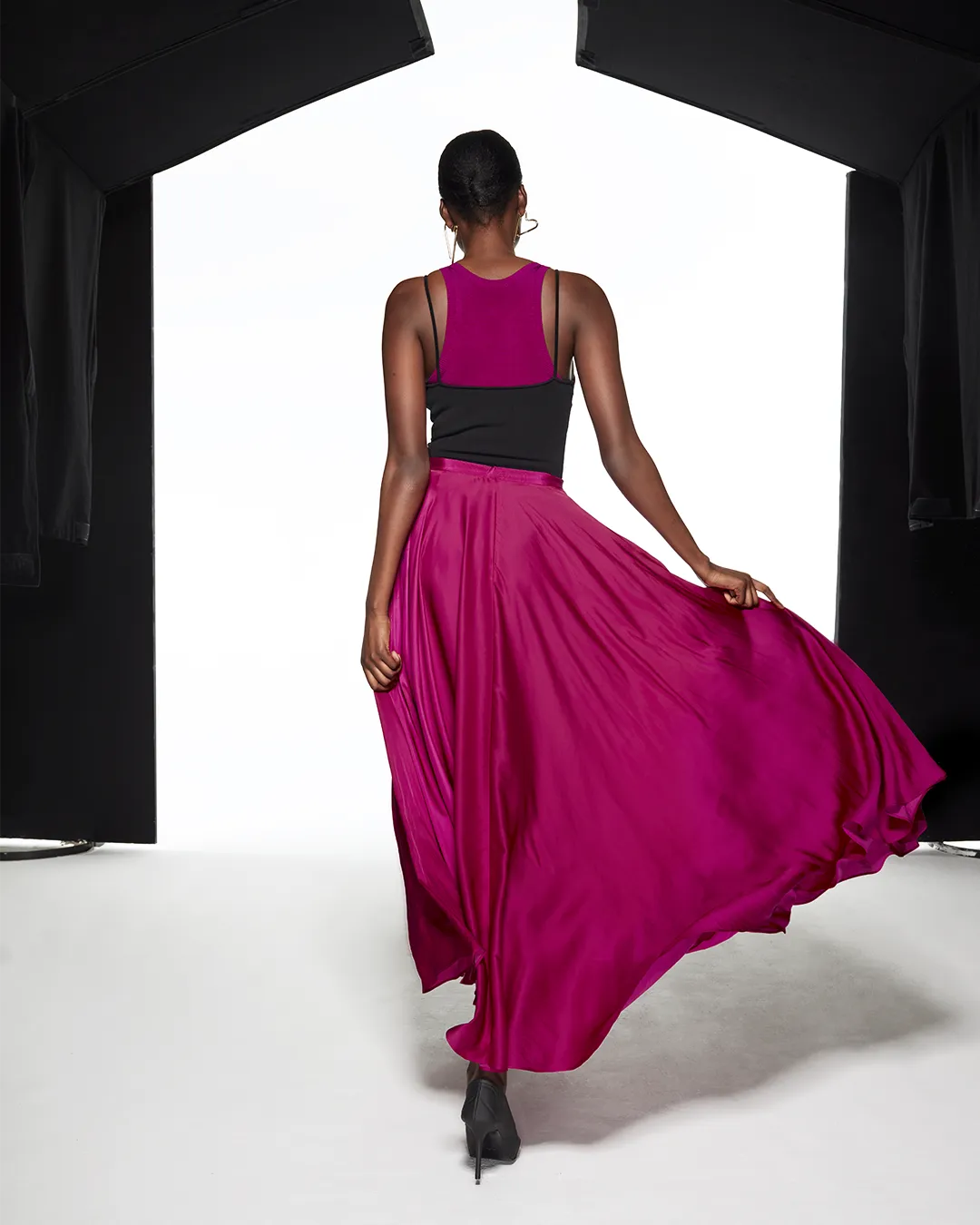 FLOWING MAXI SKIRT - FUCHSIA
