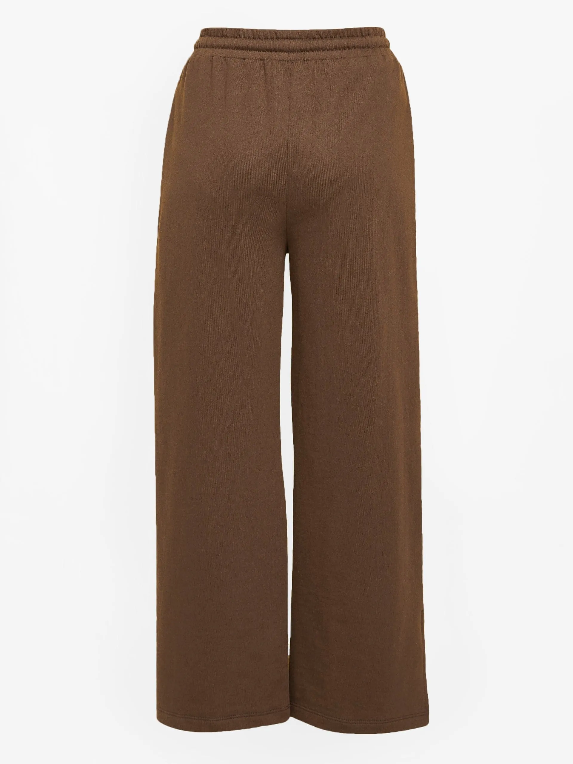 Girls Brown Happy Print Terry Sweatshirt With Track Pants