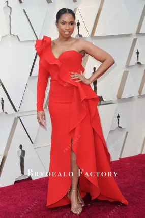 Jennifer Hudson Asymmetrical Red Carpet Dress Oscars 2019