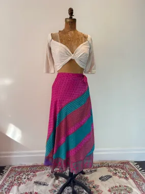 Long Multi Wear Reversible Skirt - Pink Teal Long Multi Wear Reversible Skirt - Pink Teal