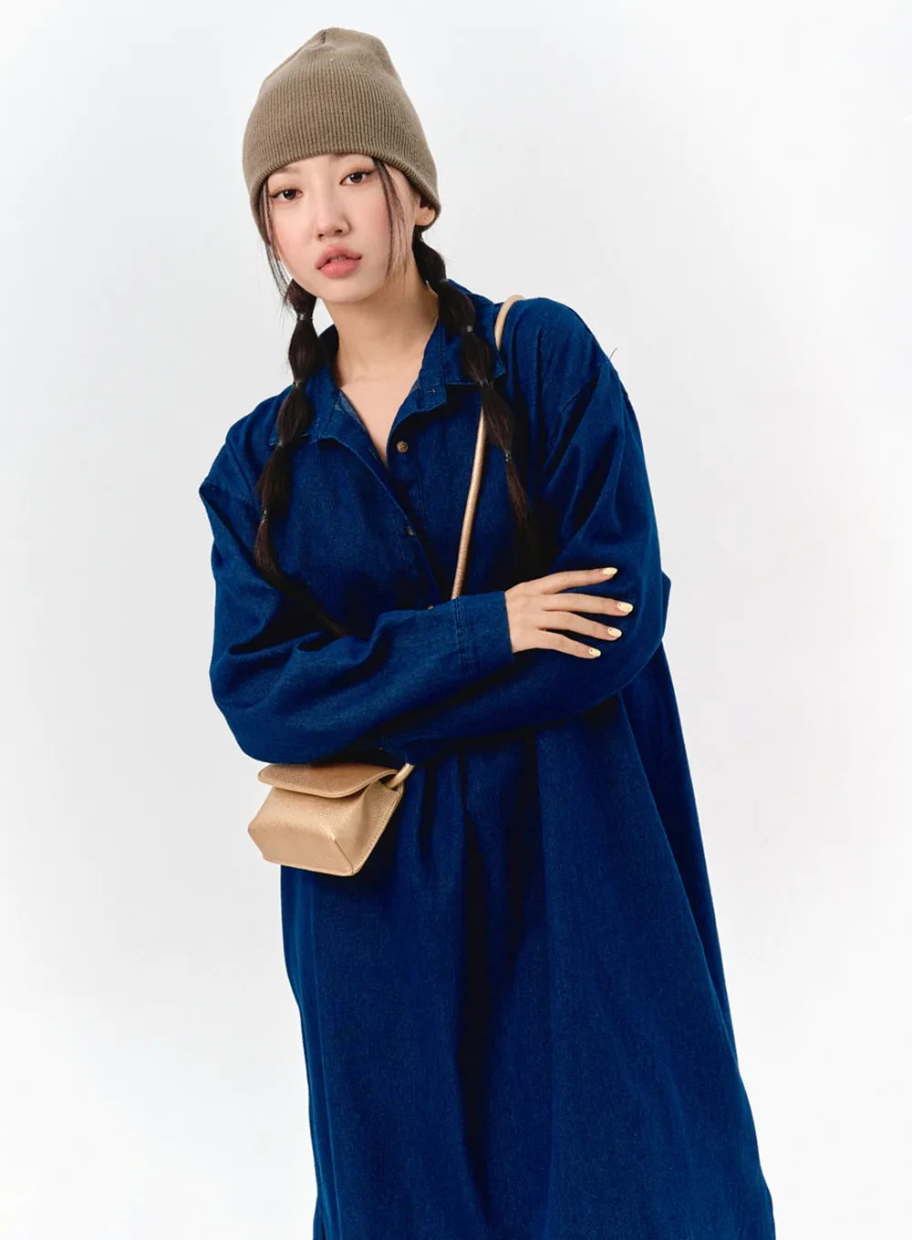 Loose Fit Maxi Denim Dress IS304