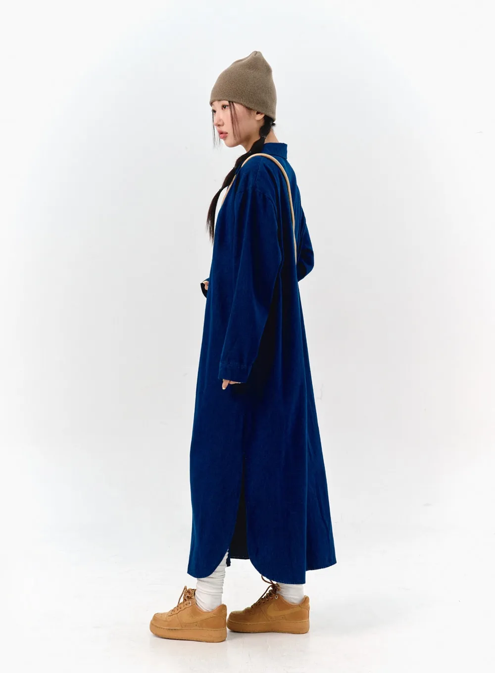 Loose Fit Maxi Denim Dress IS304