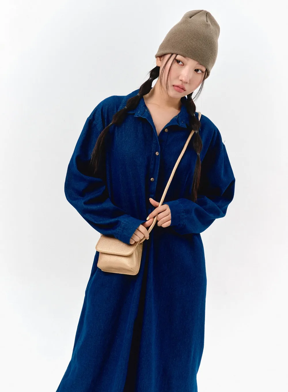 Loose Fit Maxi Denim Dress IS304