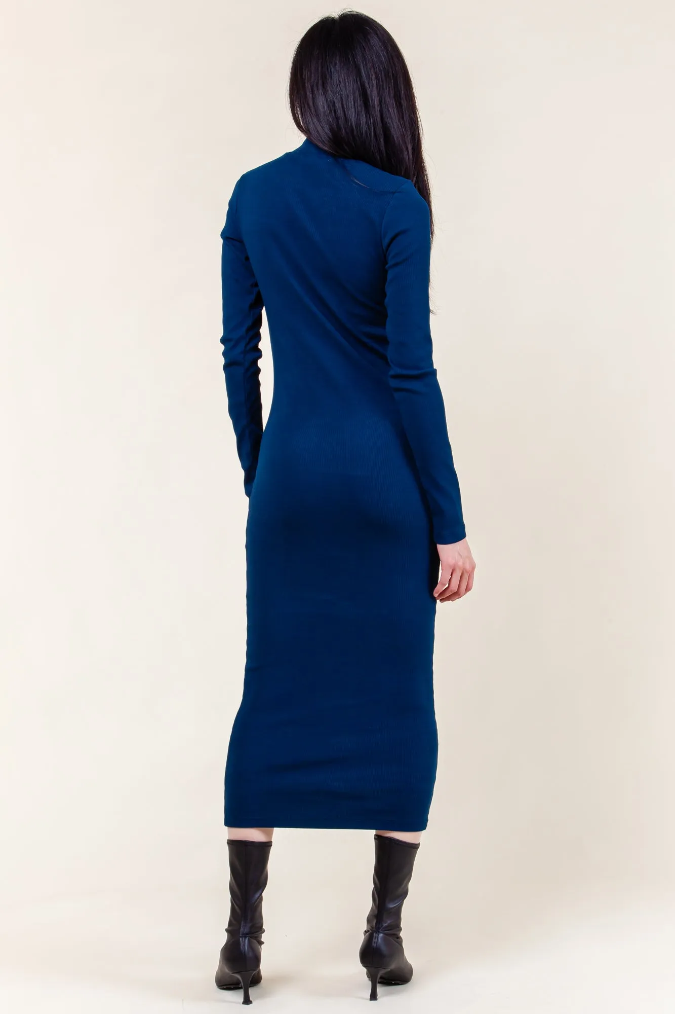 Mockneck Dress in Deep Blue