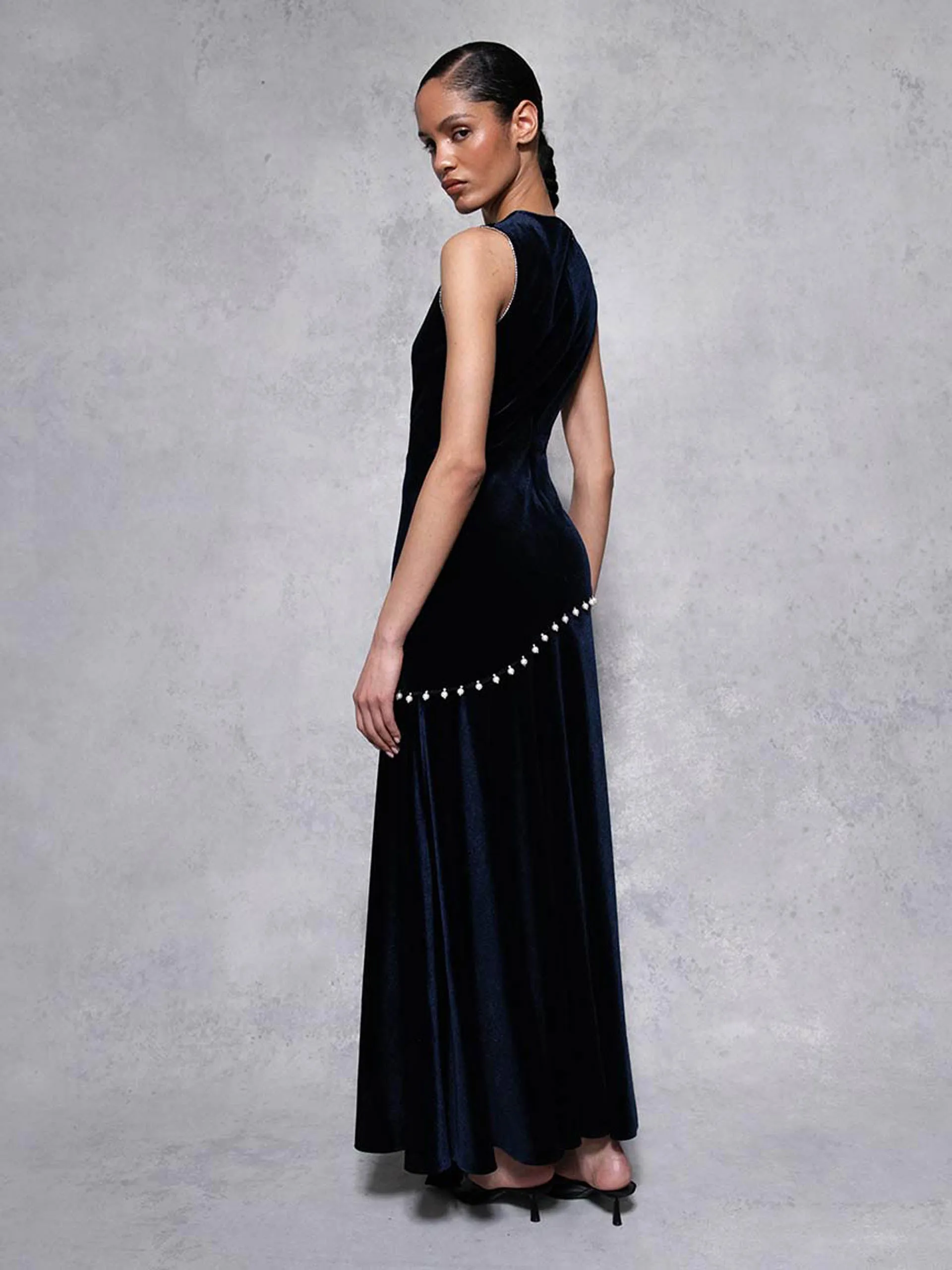 Navy Sole velvet maxi dress