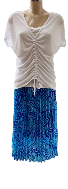 Pleated Swirl Print Midi Length Skirt (2 Colours)