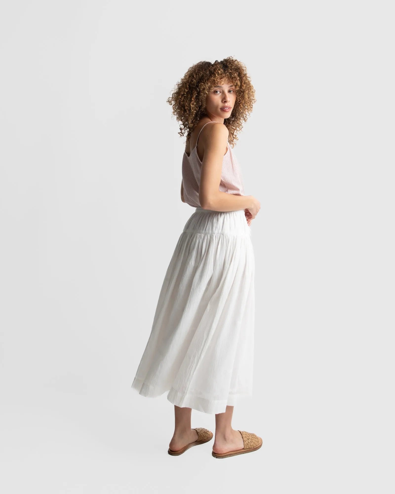 Pure white midi skirt
