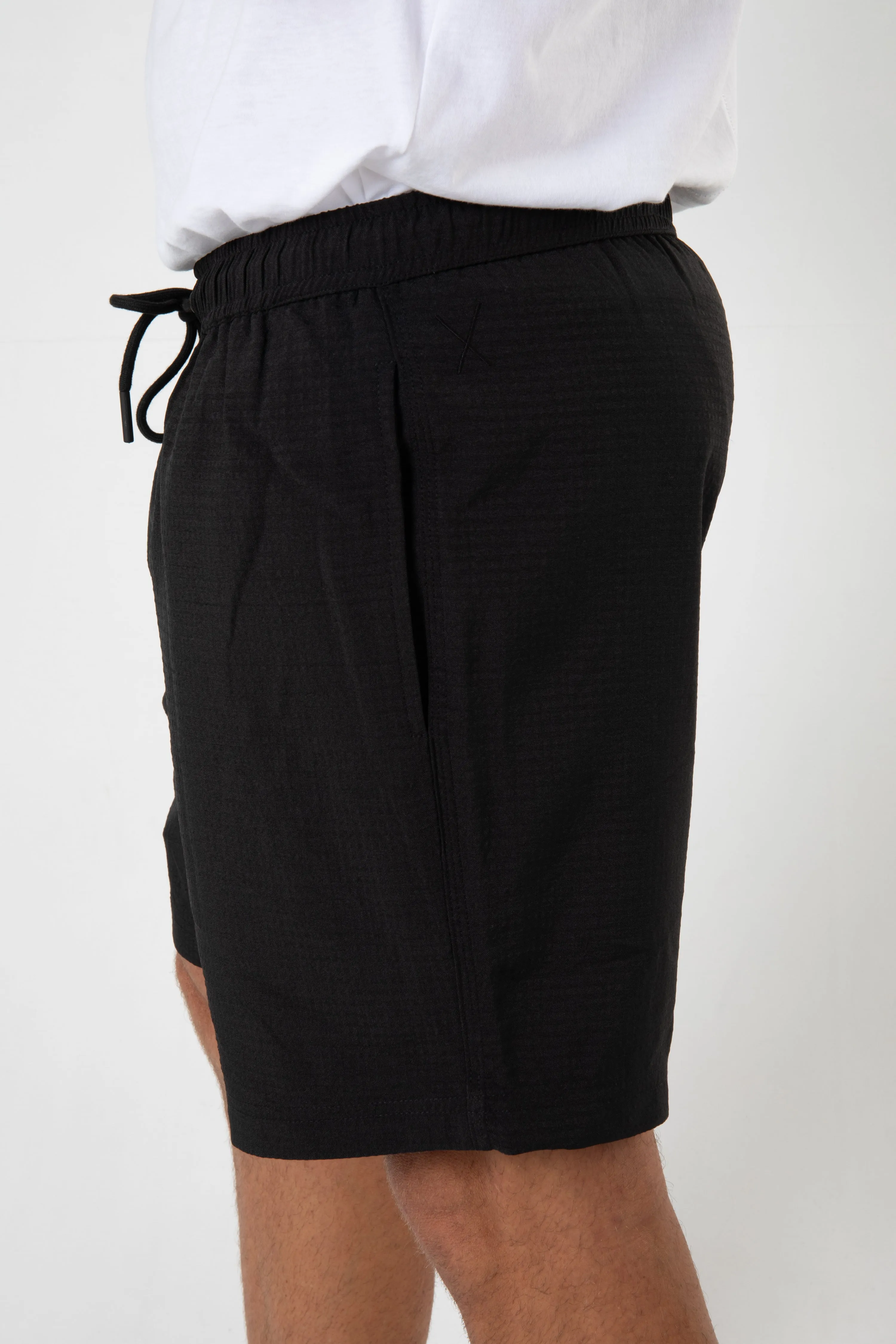 SANTO SWIM SHORT - SEERSUCKER BLACK