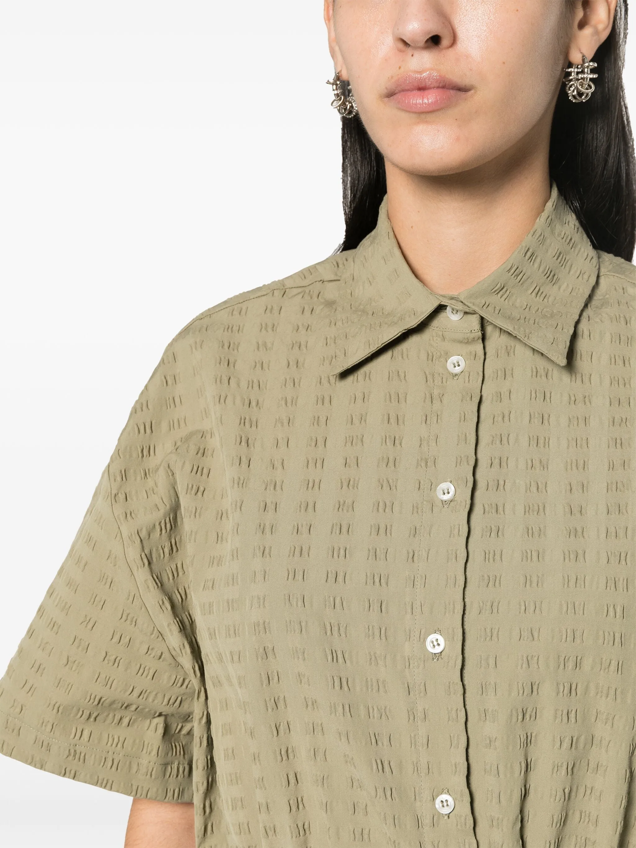 Seersucker Cropped Shirt