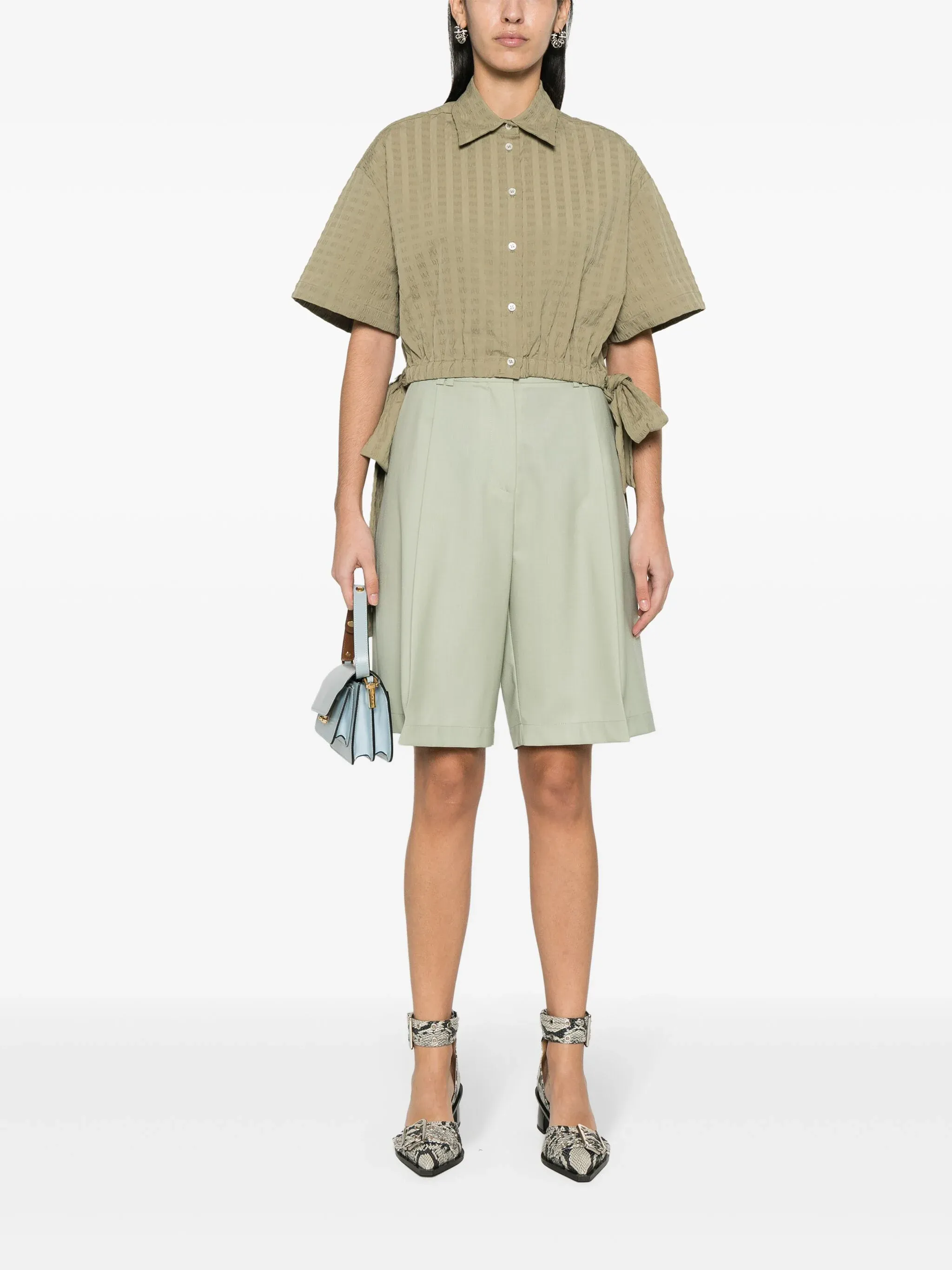 Seersucker Cropped Shirt