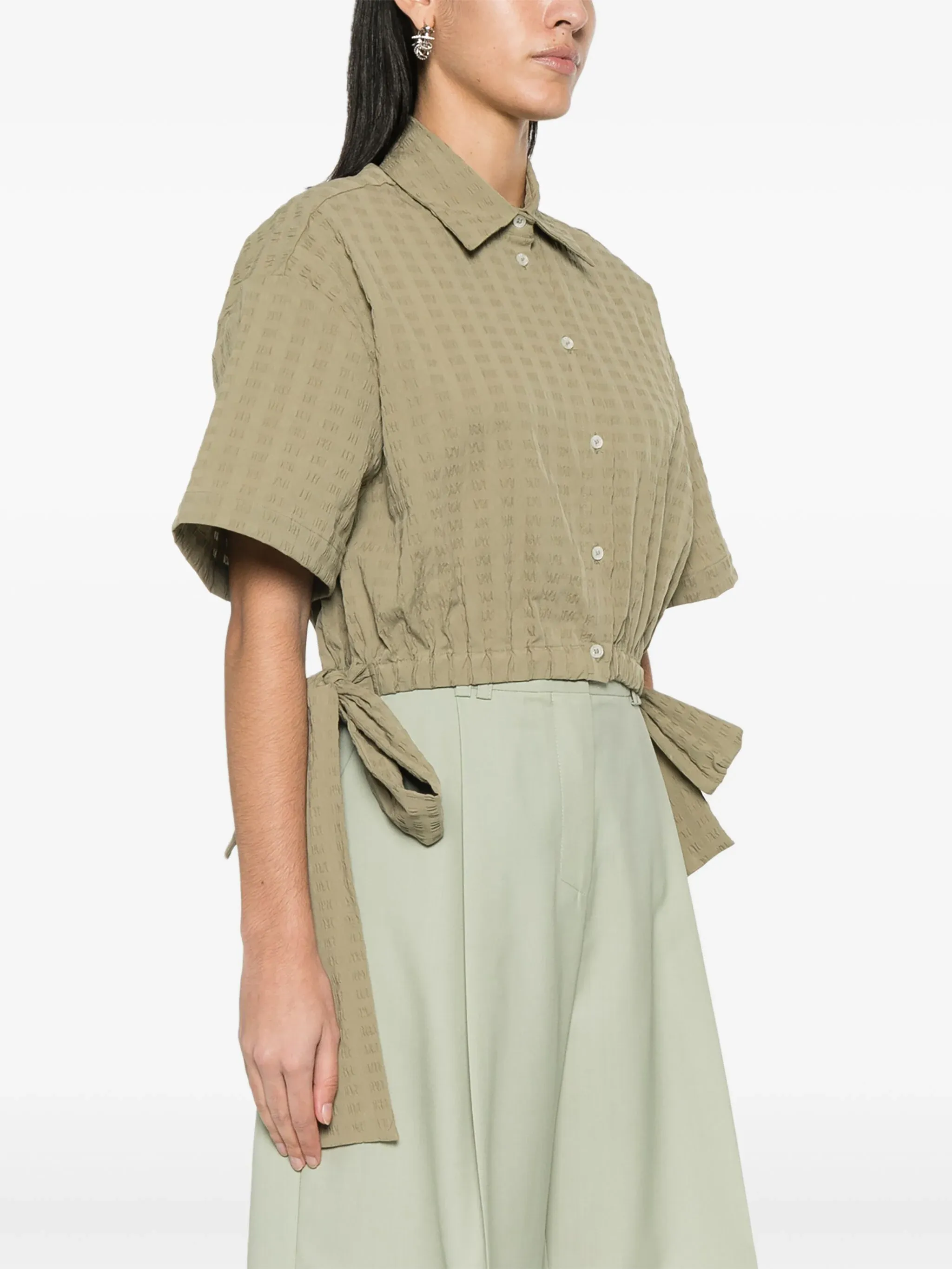 Seersucker Cropped Shirt