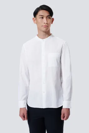 Seersucker Mandarin Collar Casual Shirt | White WH001Z Seersucker Mandarin Collar Casual Shirt | White WH001Z