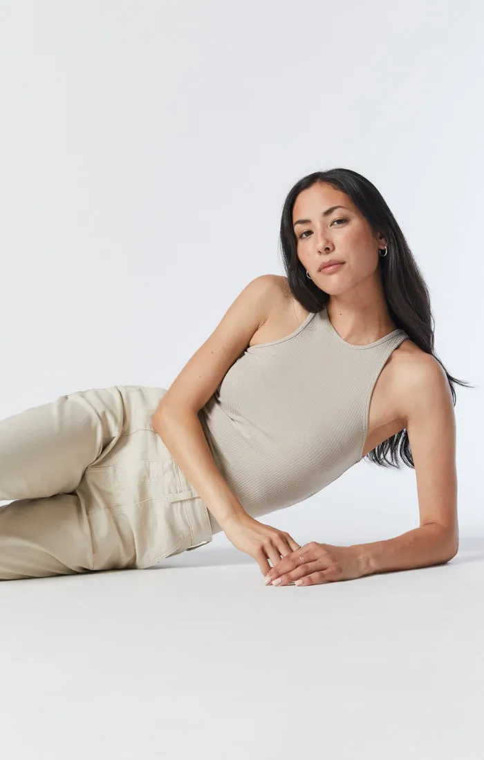 SHELIA FRONT POCKET STRAIGHT PANTS IN PUMICE STONE TWILL