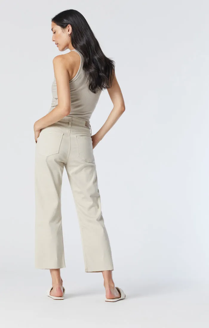 SHELIA FRONT POCKET STRAIGHT PANTS IN PUMICE STONE TWILL