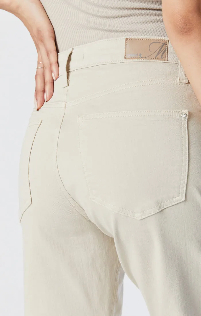 SHELIA FRONT POCKET STRAIGHT PANTS IN PUMICE STONE TWILL