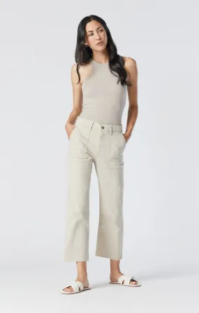 SHELIA FRONT POCKET STRAIGHT PANTS IN PUMICE STONE TWILL