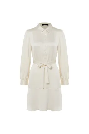 Sonia Textured Seersucker Shirt Dress with Cloth Belt