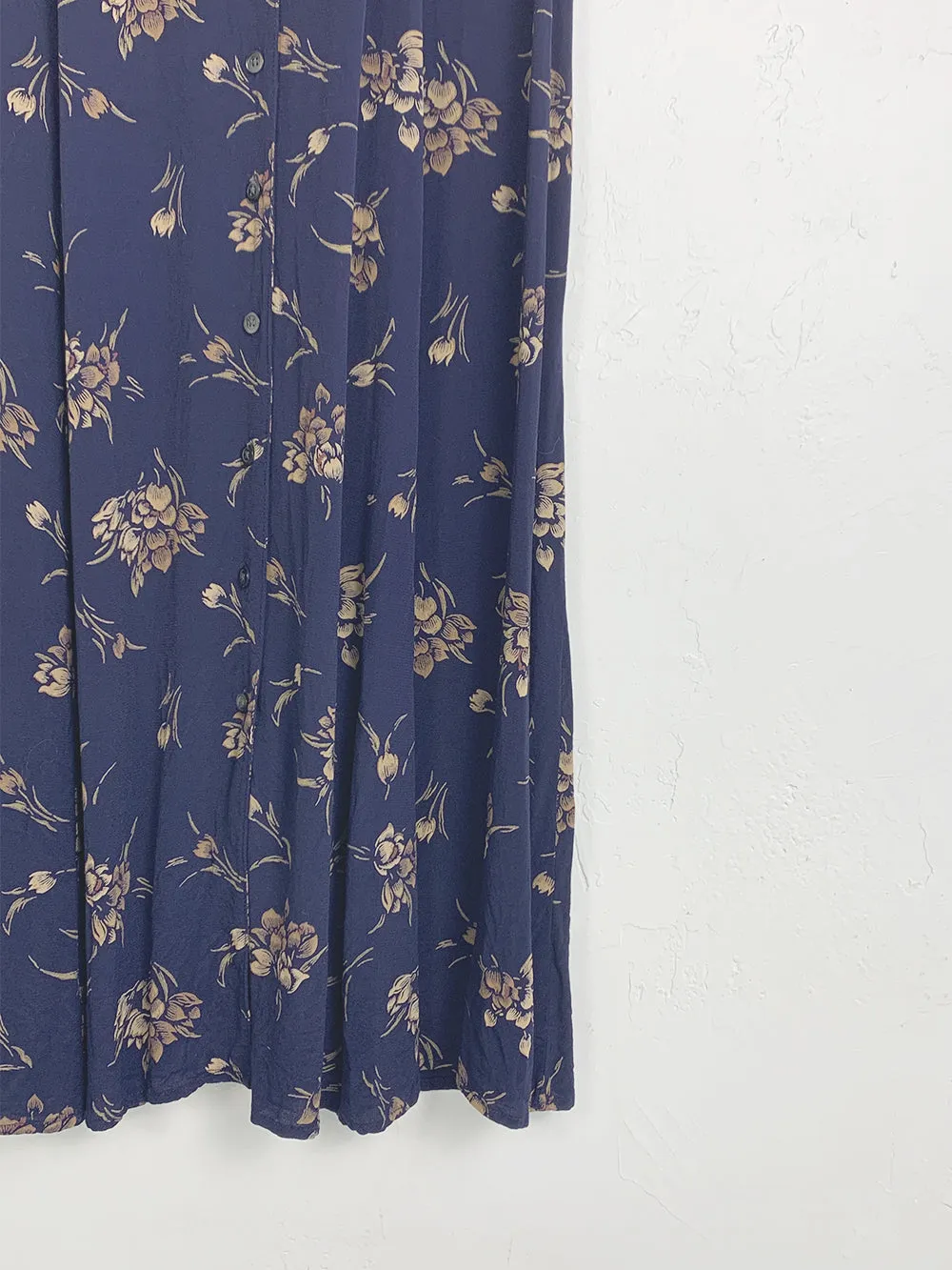 StudioEase Navy Floral Sleeveless Rayon Maxi Dress