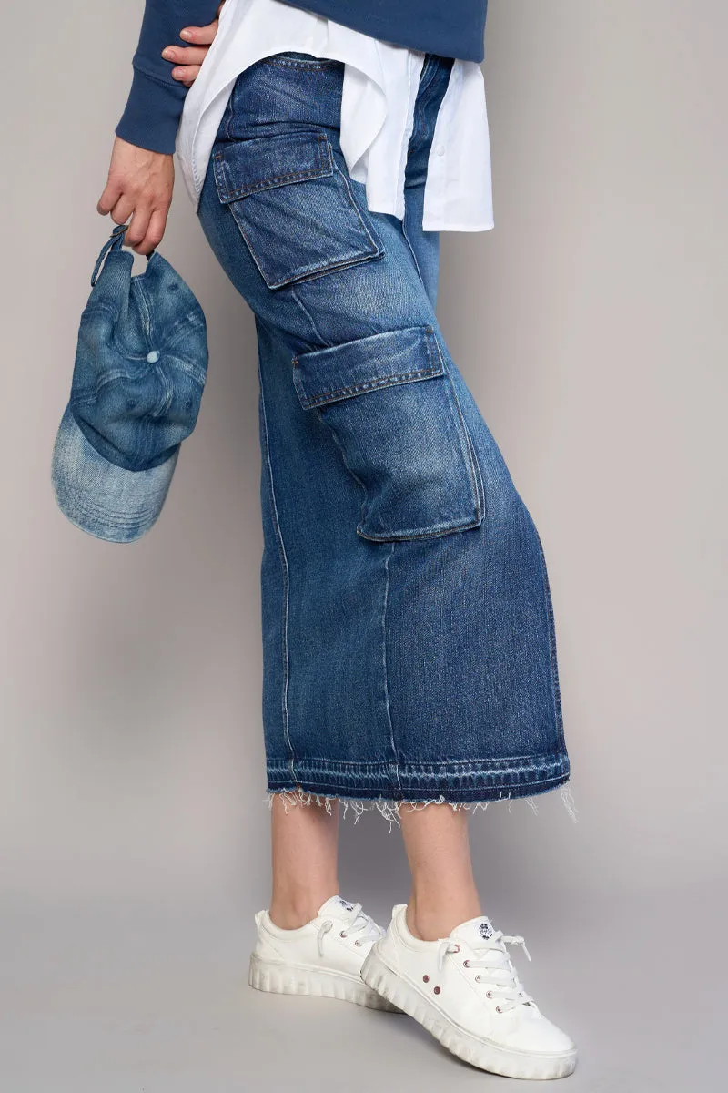 Sunday Calm Cargo Pocket Long Skirt