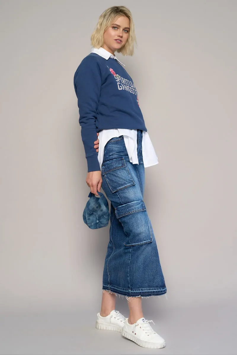 Sunday Calm Cargo Pocket Long Skirt