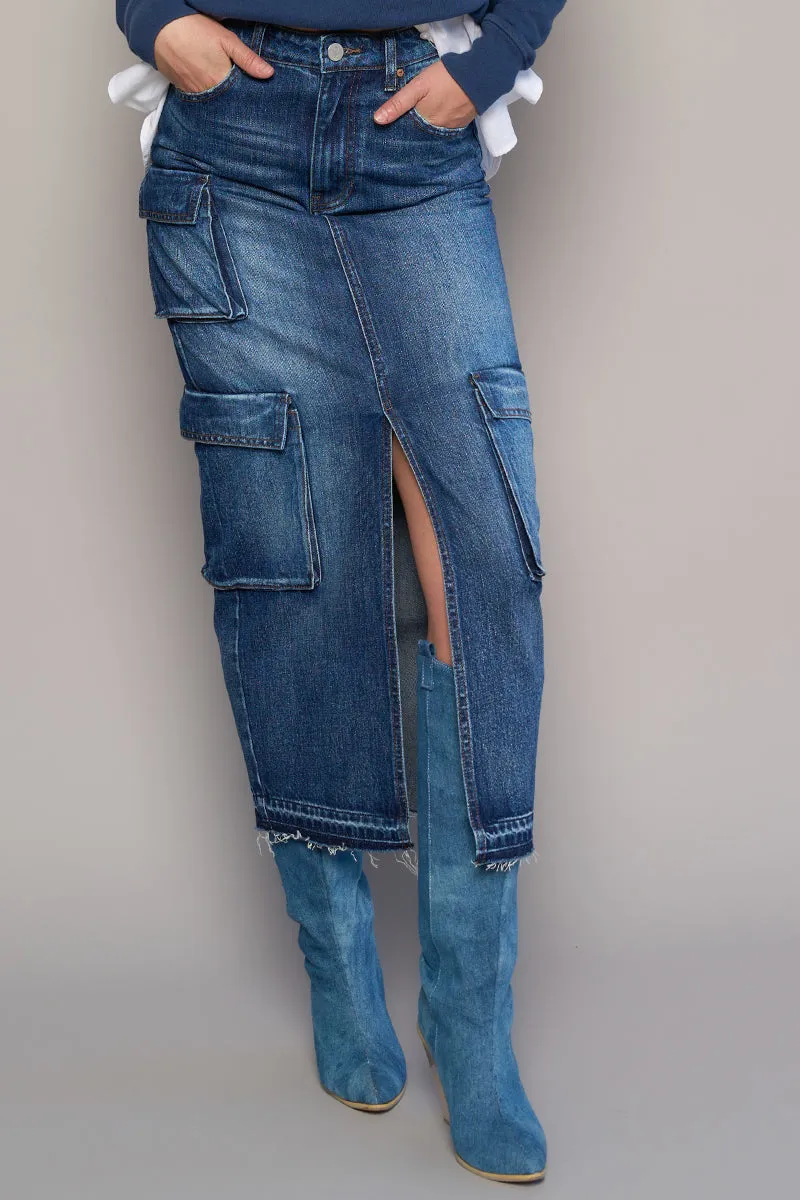 Sunday Calm Cargo Pocket Long Skirt