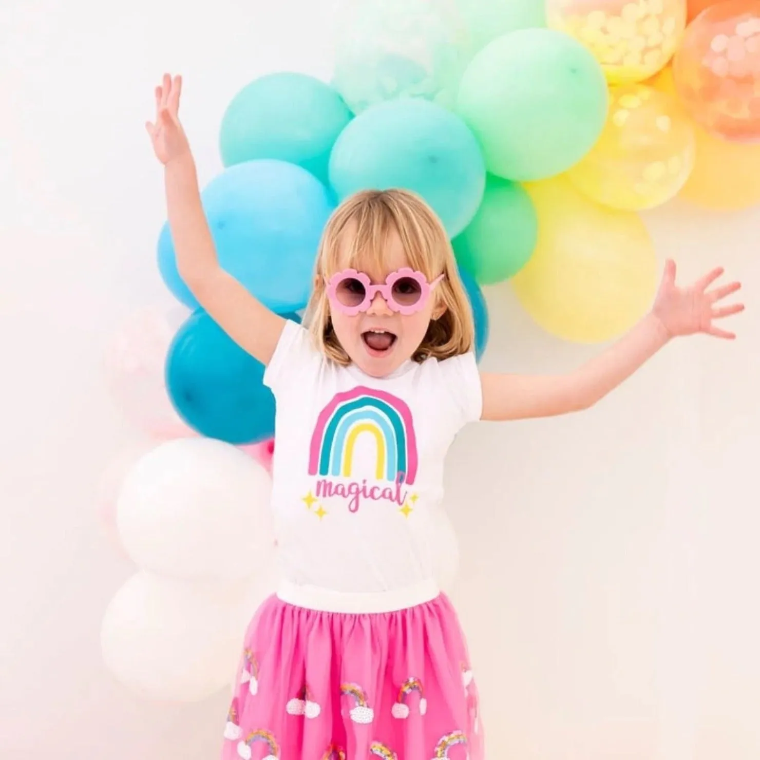 Sweet Wink Girls Pink Magical Rainbow Shirt