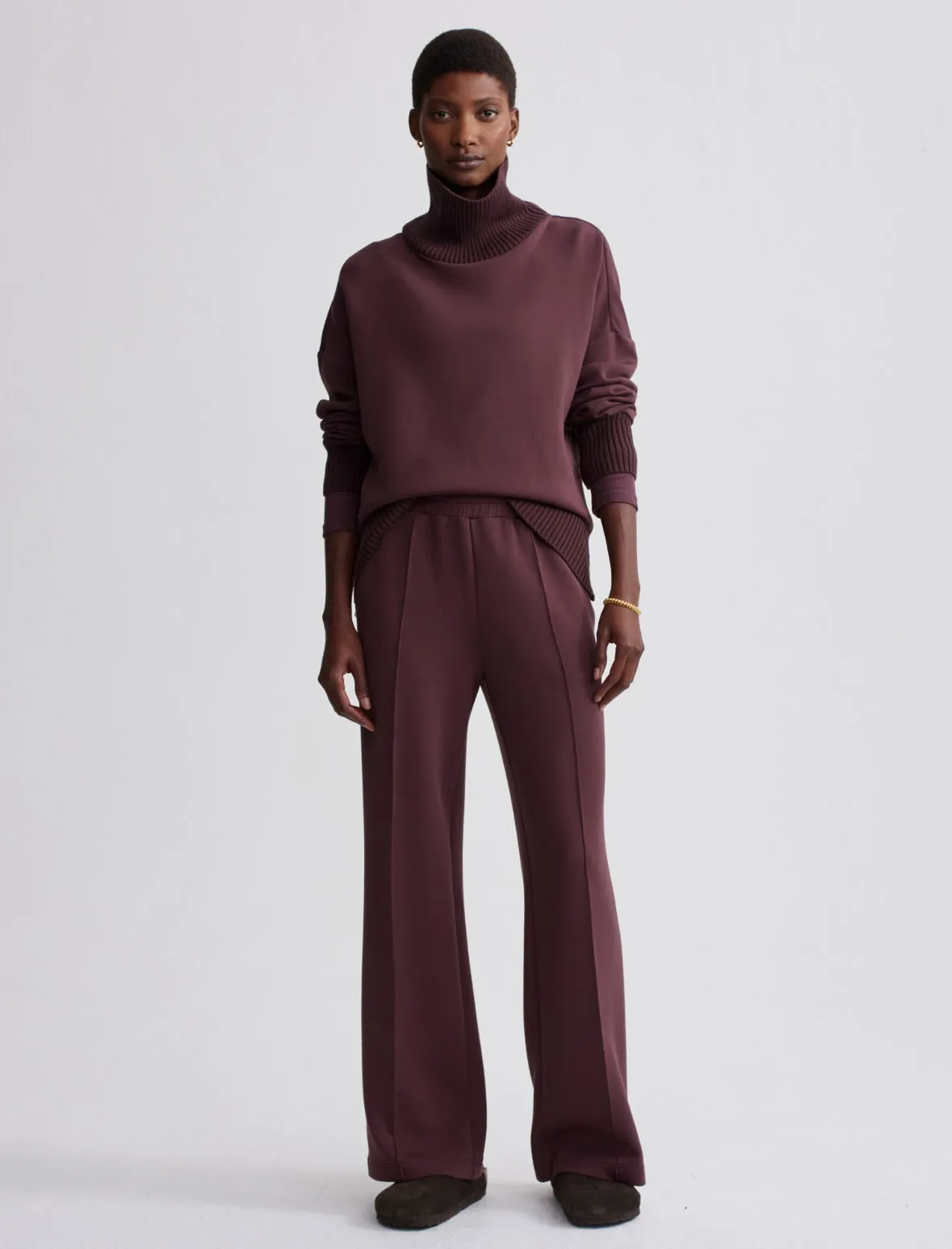 The Wide Leg Pant 30" in Deep Mahogany