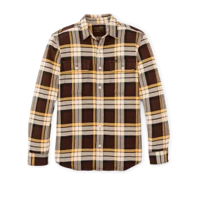 VINTAGE FLANNEL WORK SHIRT - Brown / Yellow / Multi Plaid