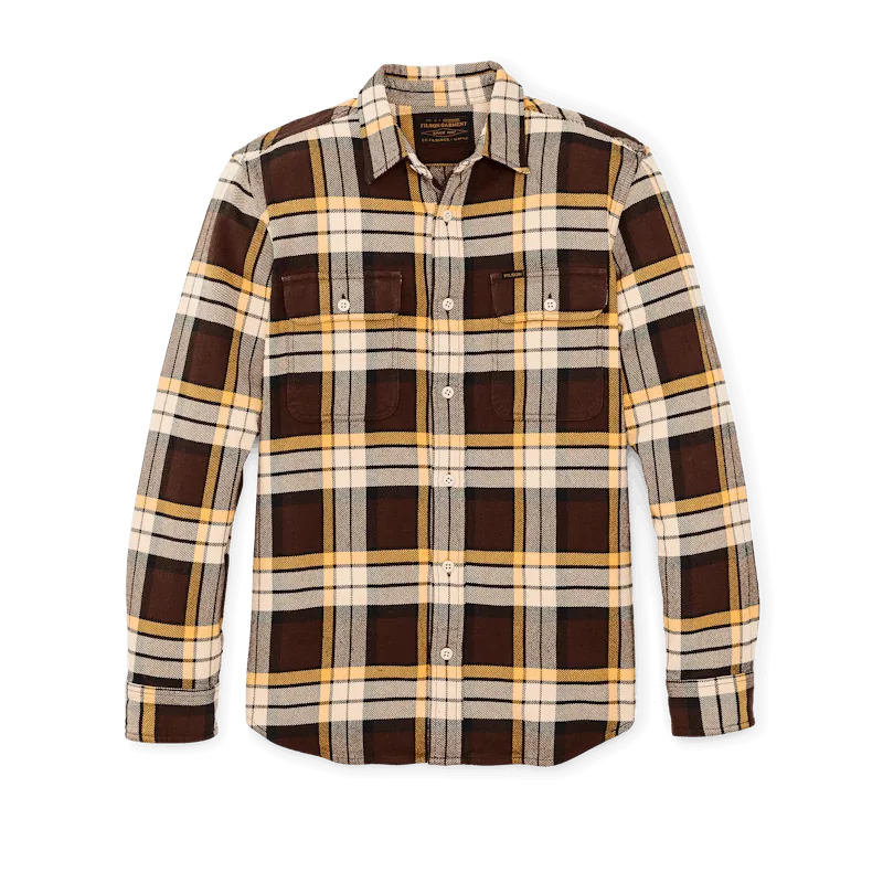 VINTAGE FLANNEL WORK SHIRT - Brown / Yellow / Multi Plaid